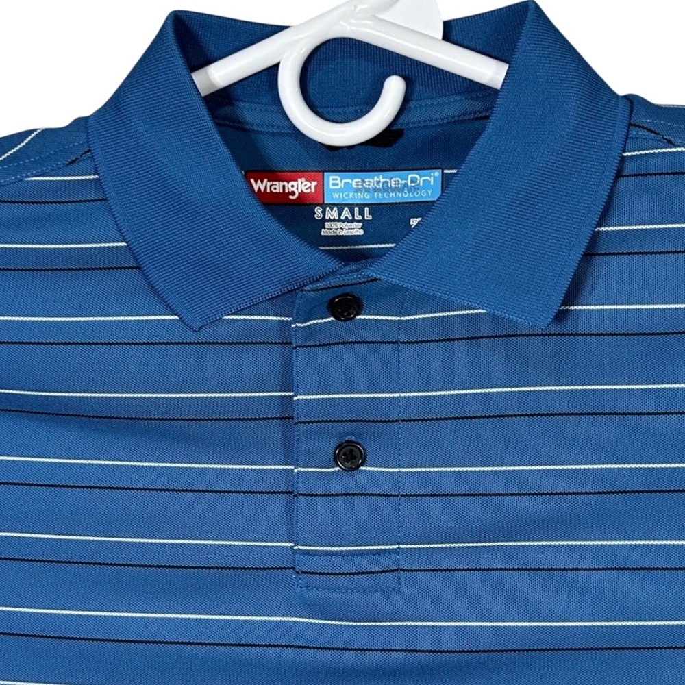 Wrangler Breathe‎ Dri Polo Shirt Striped Wicking Technology Blue Men's Small